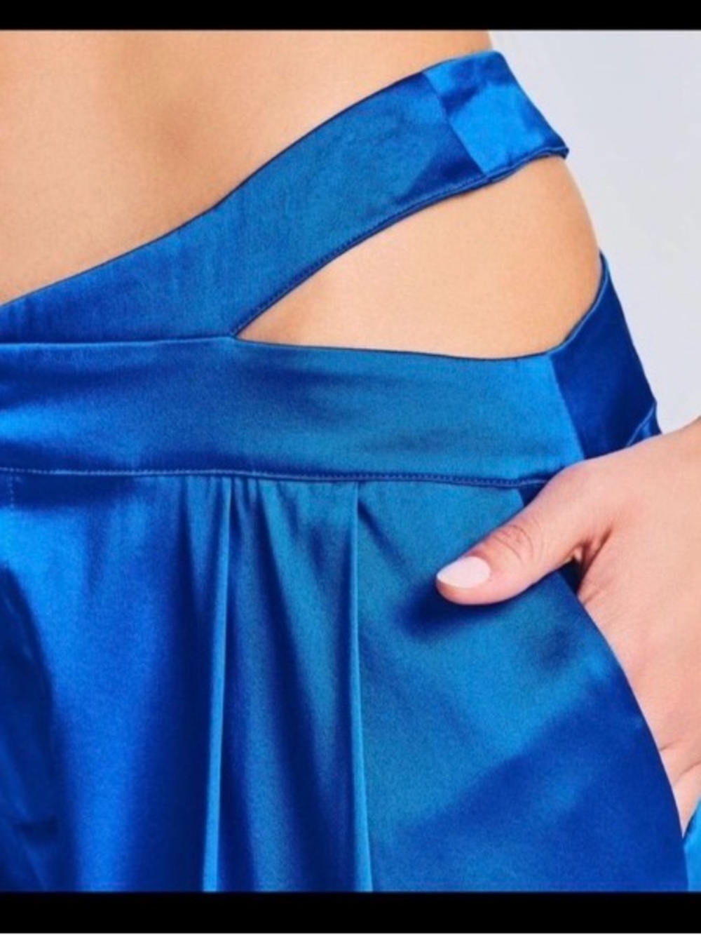 SER.O.YA retrofete Wide-Leg Satin Pants Royal blue - Picture 3 of 11